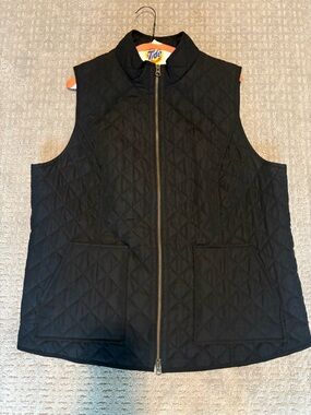 J. Jill Black Quilted Sleeveless Vest with Zip